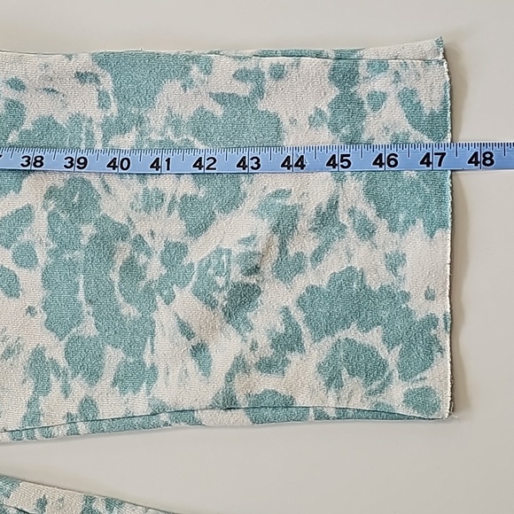 Colsie Jumpsuit Overalls Coveralls Crop Sleeveless Pockets Tie-Dye Green White M - Picture 12 of 14